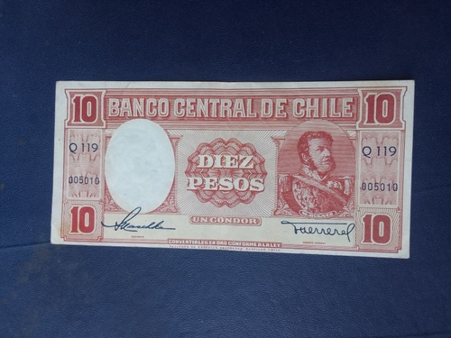 Billete Chile 10 Pesos Maschke -herrera Q119 Tev