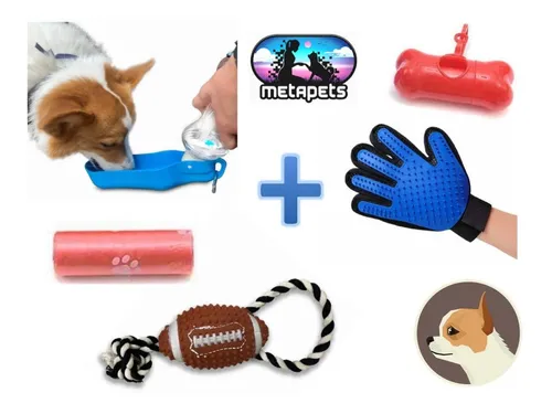 Kit Paseo Cepillo Guante Juguete Botella Bolsa Chihuahua Env o
