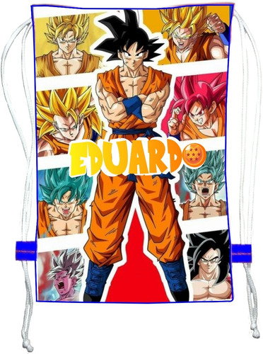 Cotillones Tula Bolso 30x20 Dragon Ball 6 Piezas Impermeable