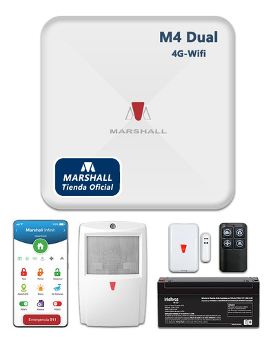 Kit Alarma Inalámbrica Marshall 4g Wifi Casa Sirena Interior Blanco