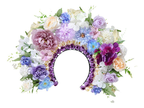 Kit De Diadema De Diadema De Flores Artificial De Púrpura