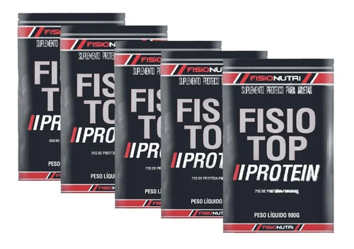 Combo 5x Whey Protein Fisio Top Complexo De Proteína Sabor Baunilha
