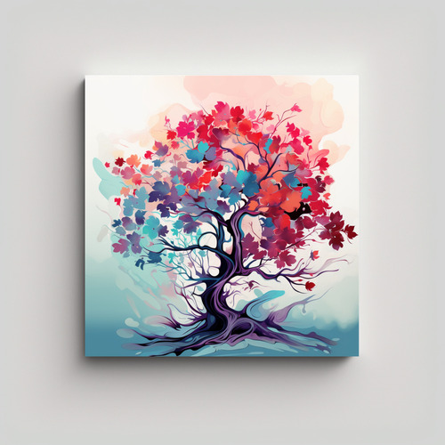 60x60cm Cuadro Decorativo Árbol Sagrado En Colores Pasteles