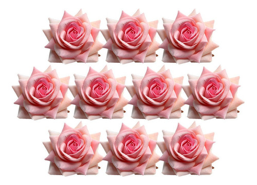 10pcs Terciopelo Flor Rosa Cabezas Para Decoración Casera A