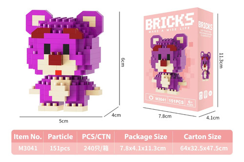 Mini Figura Bloques De Construcción Armables Lotso Bricks 151 Lotso Bear