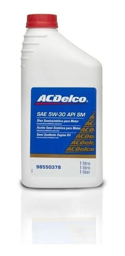 Oleo Motor Ac Delco Sae 5w30 Api Sn Semi Sintetico 98550378
