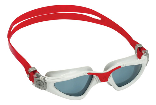 Gafas de natación transparentes Aqua Sphere Kayenne, color rojo/blanco, lentes ahumadas, lentes ahumadas