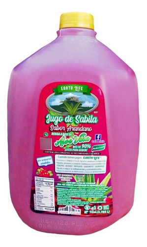 (1 Galón) Jugo De Sábila Sabor Arandano Earth Life Aloe