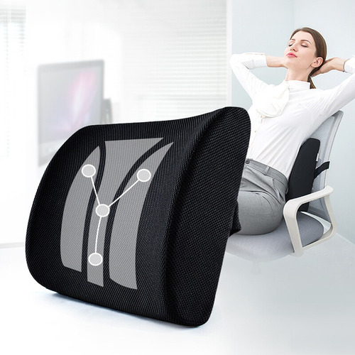 Cojin Con Memoria Ortopedico Lumbar Sillas Asiento Automovil Negro