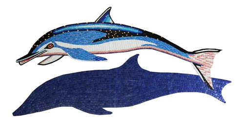 Imagen 1 de 6 de Mosaico Veneciano Delfin Moteado De 1.25 Mts Con Sombra Para Alberca