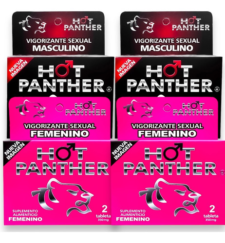 Potenciador Hot Panther 8 Tab Pack Vigo-rizante Hombre Mujer