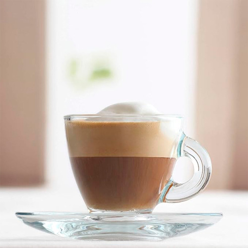Juego Tazas Cafe Expreso Cristal Con Plato 95 Ml 12 Color Cristal Transparente Tazas Expresso