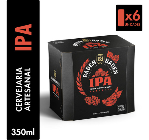 Cerveja American Ipa Lata 350ml Pack 6 Unidades Baden Baden