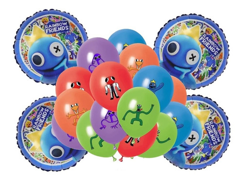 16 Globos Rainbow Friends Blue Fiesta Cumpleaños 4r