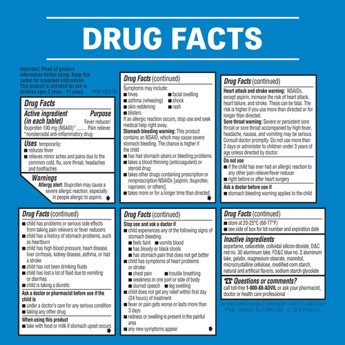 Advil Junior Ibuprofeno 100 Mg Reduce Dolor Y Fiebre 24 Pzas
