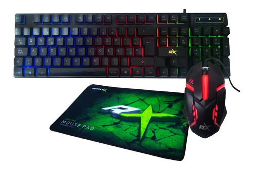 Kit Gamer Pro Reptilex Rx0017 Teclado Mouse Padmouse Color del teclado Negro