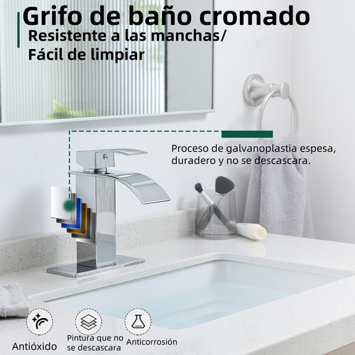 Griferia Para Baño Lavabo Monomando Cascada Mezclador Cromad