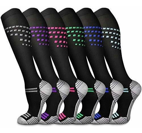 Calcetines De Compresion 15-20 Mmhg 6 Pares Mujeres Hombres