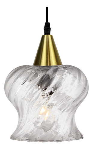 Lustre Pendente Taschibra Aisha Transparente Bivolt E27 Ouro