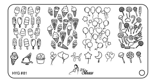 Placa Stamping De Acrílico 21 Strass Globos Y Helados