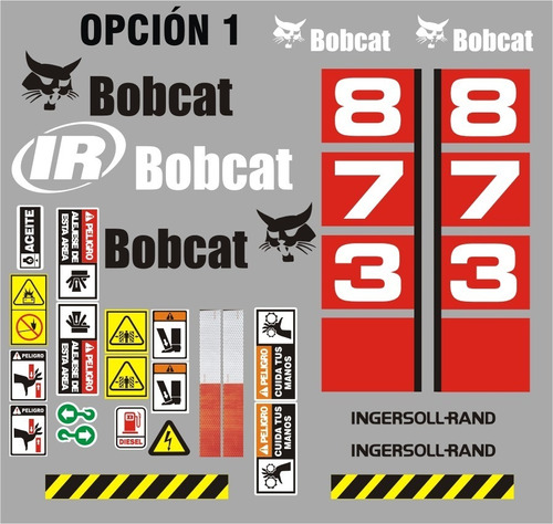 Calcomanías Para Minicargador Bobcat 873 Opción 1