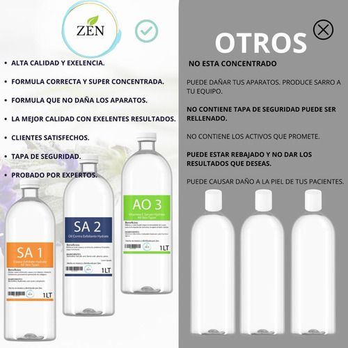Kit3 Soluciones Hidra Facial Dermoabrasión As1 Sa2 Ao3, 1lt