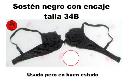 Sostén Negro Con Encaje Talla 34b