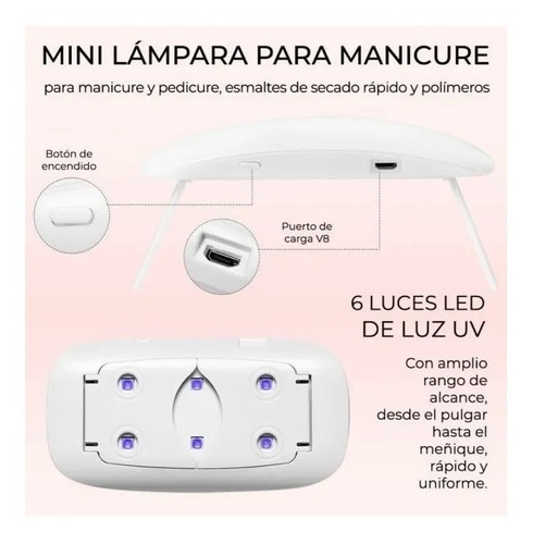 Lámpara Secadora De Uñas Uv Led Sun Mini Portátil Esmalte
