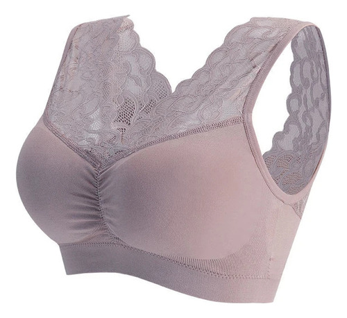 Sujetador Brassier Push Up Con Encaje Floral Estilo Sin Aro