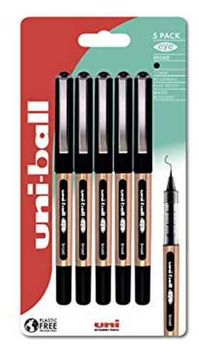 Bolígrafos - Ub-150-10 Eye Broad Rollerball 5pc Blister Blac