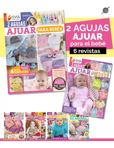 Promopack 6 Revistas De Tejido 2 Agujas Ajuar Bebé