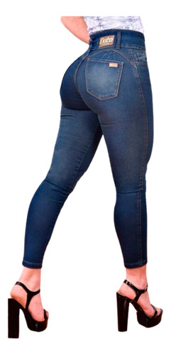 Pantalon Jean Levanta Cola Tiro Alto Control Abdomen Push Up