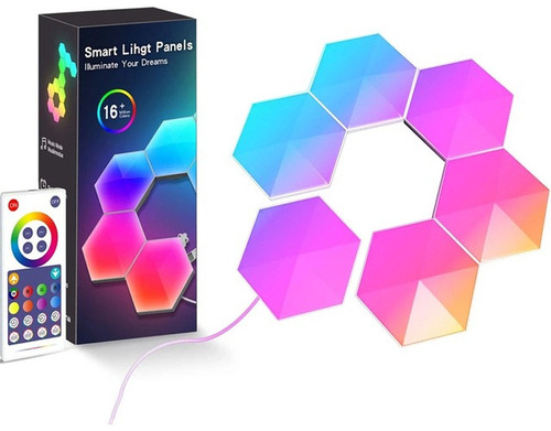 Paneles Hexagonales De Luces Led Rgb De Pared, 6 Piezas