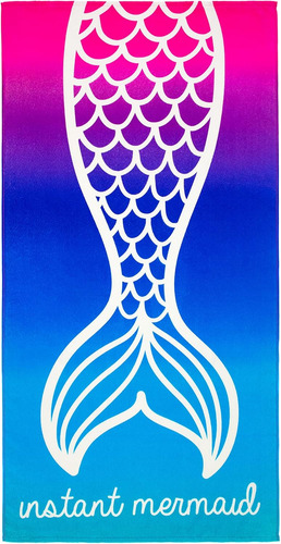 Toalla De Playa Sirena 76 X 152 Cm Algodón Colores Arcoíris