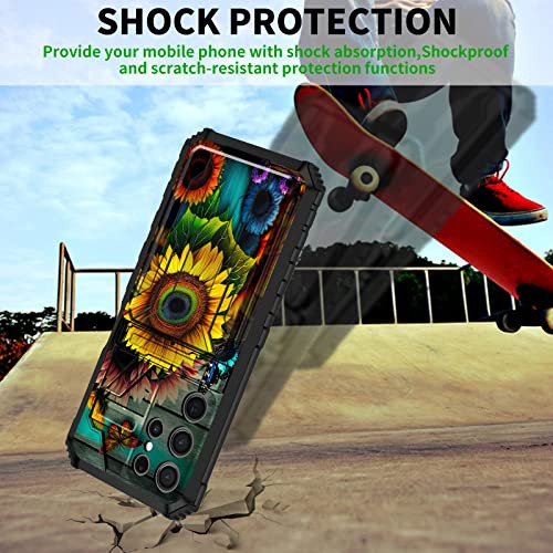 Funda Cartera Para Galaxy S22 Ultra Sunflower Butterfly 6.8