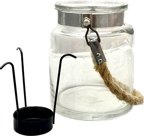 Vaso Tubo Vidro Grosso Corda Suporte Vela 10x12cm Decoração