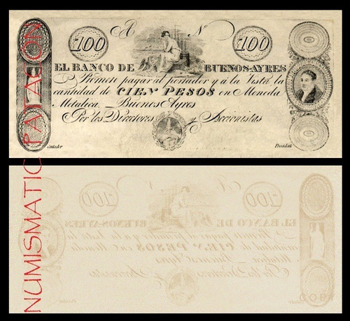 Billete 100 Pesos Provisional 1827 Buenos Aires - Copia 333