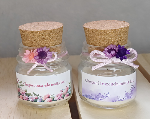 10 Lembrancinha Vela Perfumada No Potinho De Vidro Com Rolha