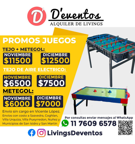 Alquiler De Livings Zona Norte Puff Minipuff Horno Sillas