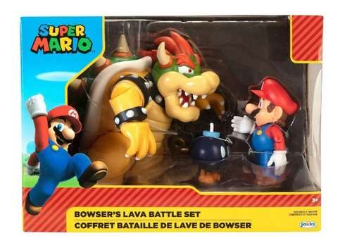 Brinquedo Diorama Super Mario Batalha De Lava Do Bowser 3016
