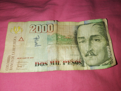 Billete Antiguo De 2.000 Pesos Colombiano 