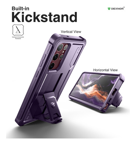 Funda Dexnor Para Samsung Galaxy S22 Ultra, 2 Marcos Frontales, Con Protector De Pantalla Y Soporte, Funda Robusta A Prueba De Golpes