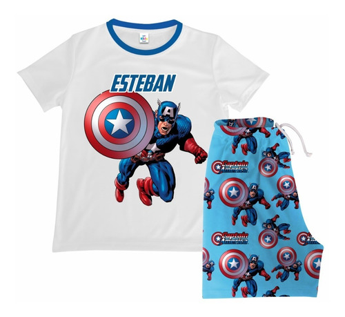 Pijama Short Niña Niño Capitan America Algodon 