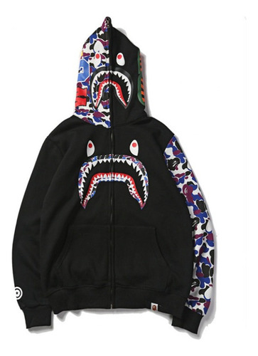 Unisexo Sudadera Con Cremallera Cabeza Tiburón Bape Moda