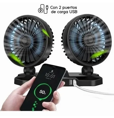 Ventilador Doble Auto Coche Portátil Potente 2 Velocidades