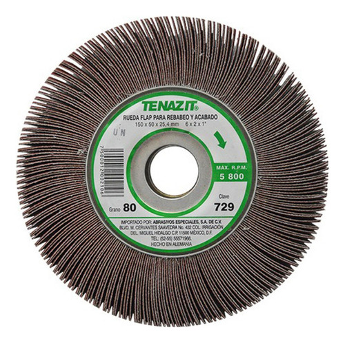 Rueda Flap 6´´x2´´x1´´ G80 C/centro Metali Tenazit 729