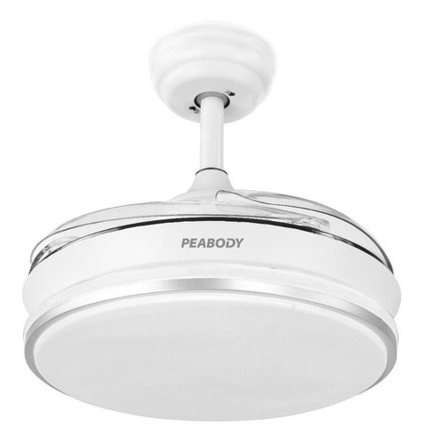 Imagen 2 de 2 de Ventilador de techo Peabody PE-VTR36 blanco con 4 aspas color transparente de acrílico, 91 cm de diámetro 220 V