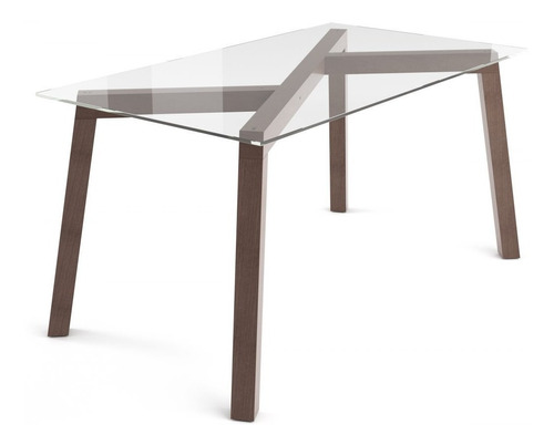 Mesa Equis De Madera Tapa De Vidrio 150x90 Cm