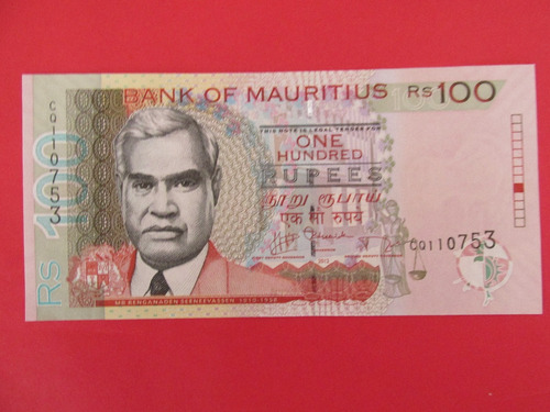 Gran Billete Islas Mauricio Africa 100 Rupias Unc Año 2012