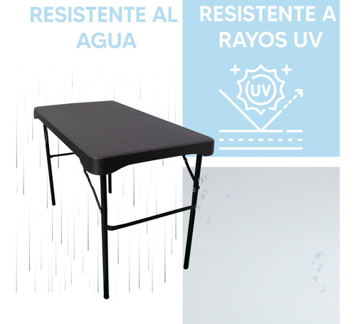 Juego Mesa Y Banco Para Jardín Eventos Fiestas Hogar Negro